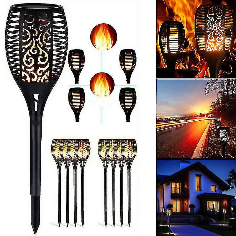 Solar Flame Light 12led Garden Waterproof Flashing Lights With On/off 6 Pieces