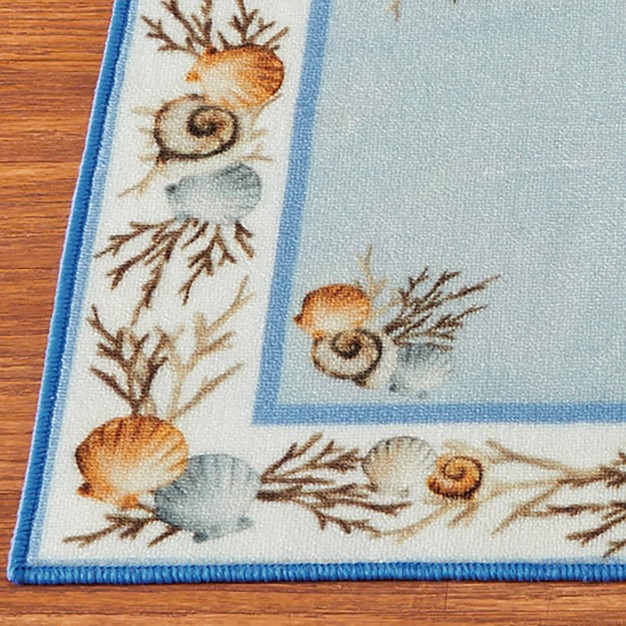 Collections Etc Seashell And Coral Skid resistant Coastal Accent Rug