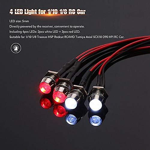 LED Light Kit 2 White 2 Red for 1/10 1/8 TRX4 Axial SCX10 D90 RC Car with 3CH Lamp Control Panel