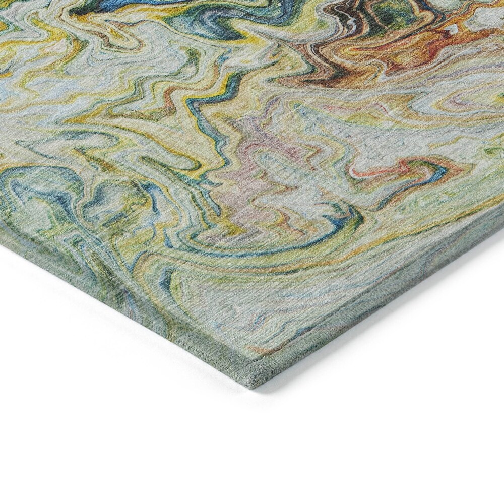 Machine Washable Indoor/ Outdoor Chantille Abstract Contempoary Rug