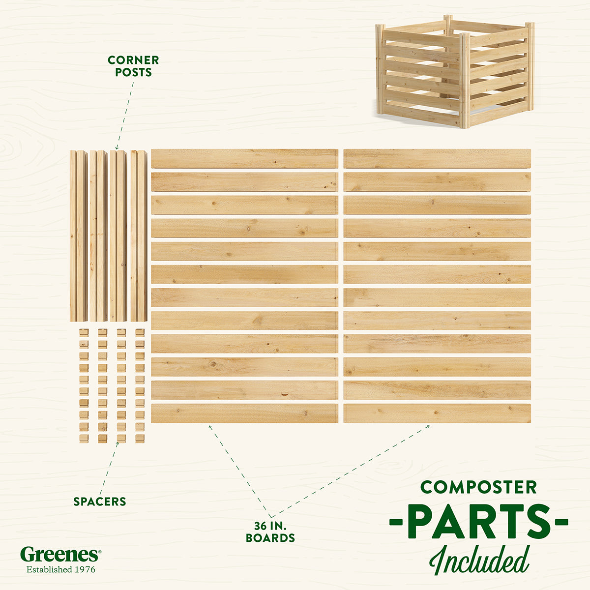 Greenes Fence 173.92 gal Beige Wood Multi-Stage Composting Bin