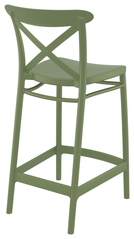 Cross Counter Stool Olive Green   Contemporary   Outdoor Bar Stools And Counter Stools   by VirVentures  Houzz