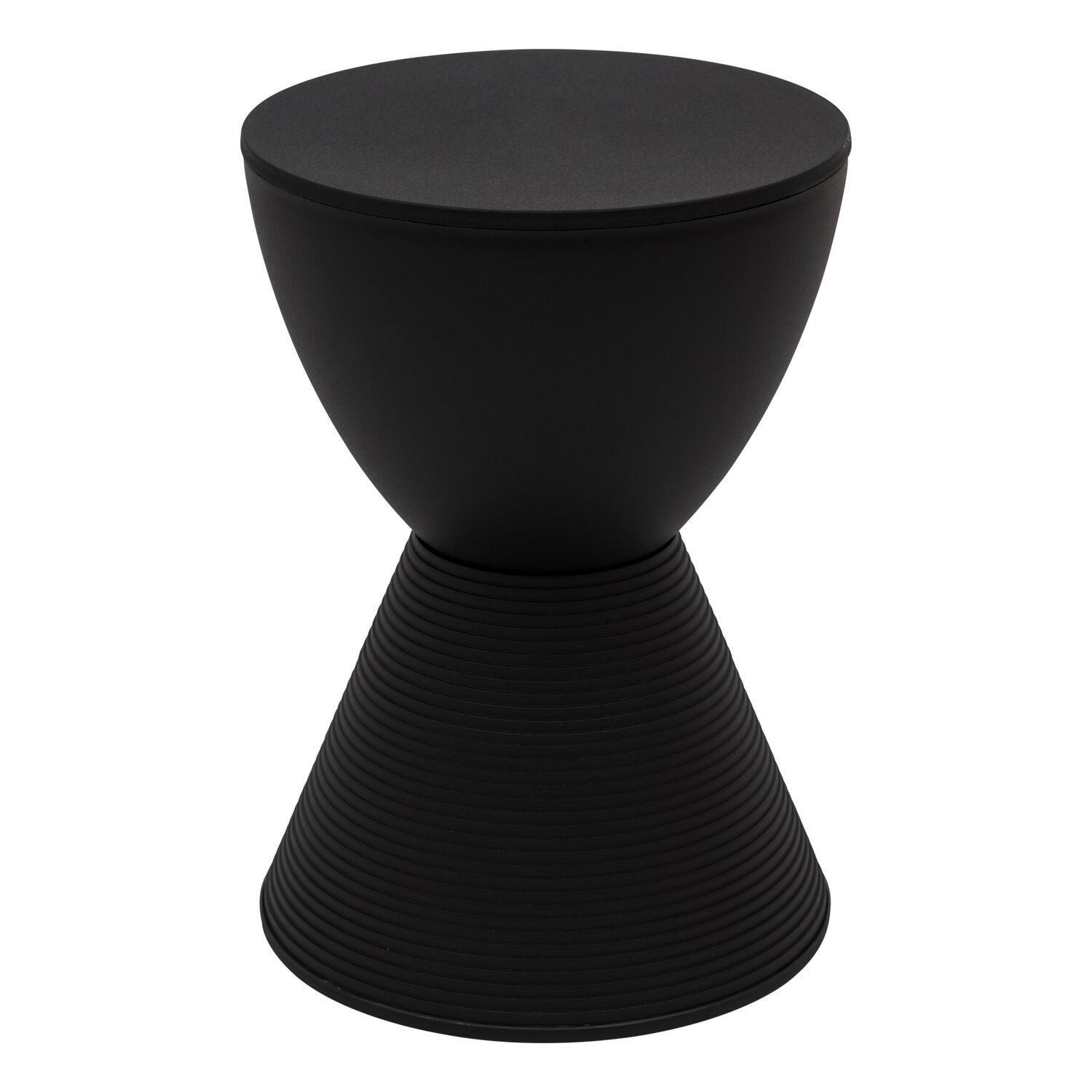 LeisureMod Boyd Modern Round Plastic Side Table Black