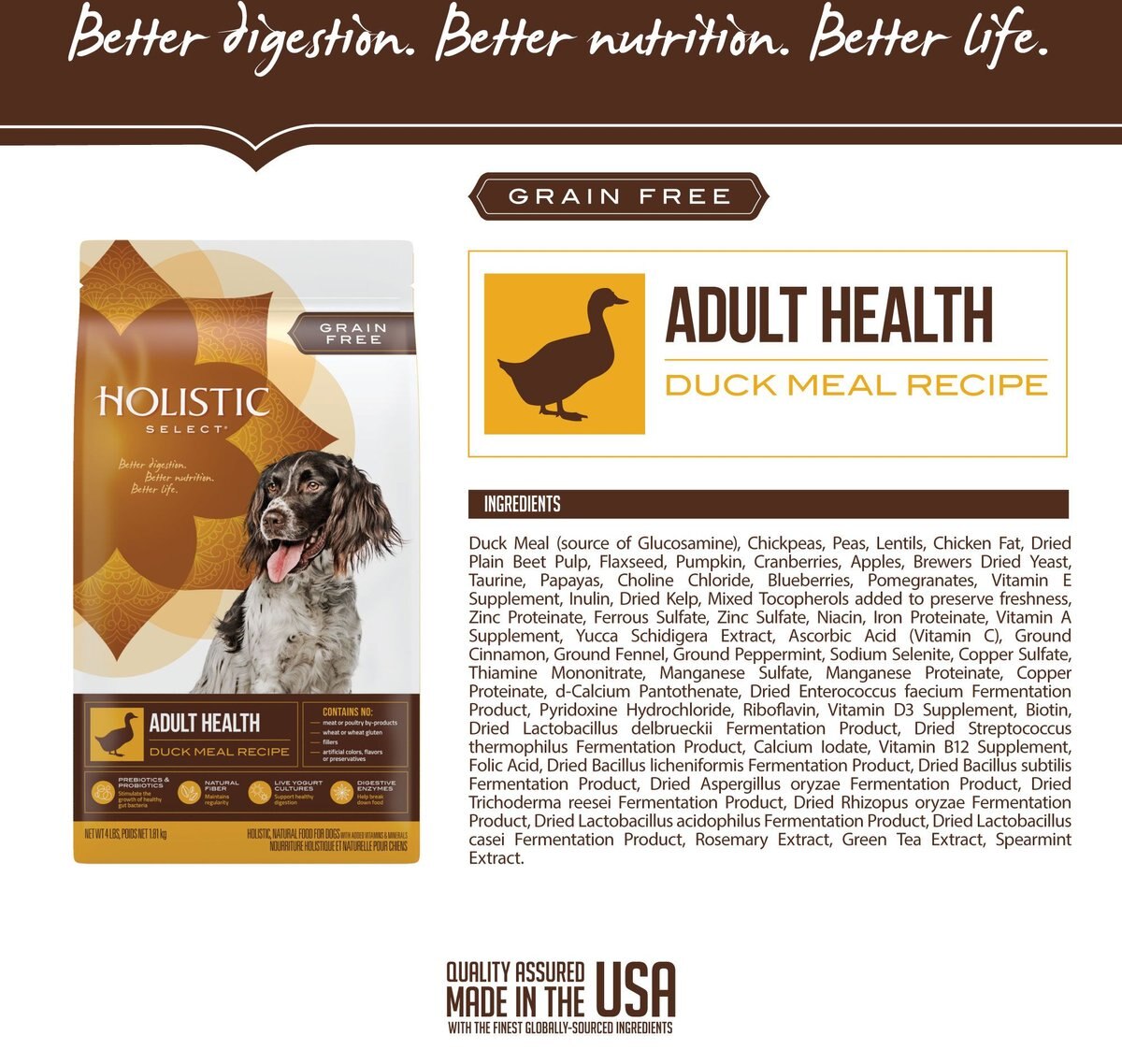 Holistic Select Adult Health Duck Meal Recipe Grain-Free Dry Dog Food