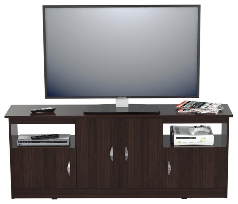 Inval America Contemporary Espresso 60 quotFlat Screen TV Stand   Transitional   Entertainment Centers And Tv Stands   by Beyond Stores  Houzz