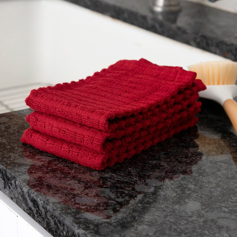 Royale Solid Paprika Cotton Dish Cloths (Set of 3)