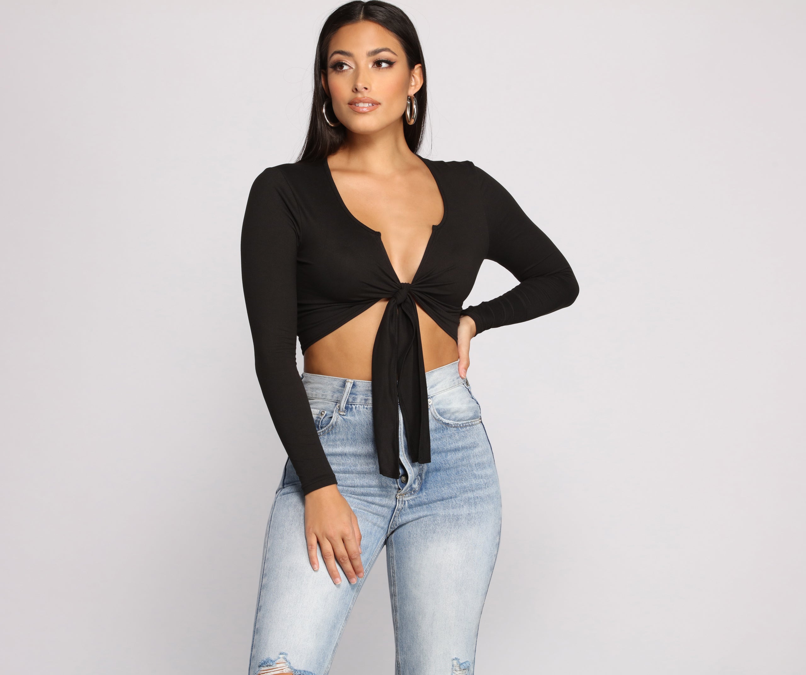 Falling For Basics Tie-Front Top