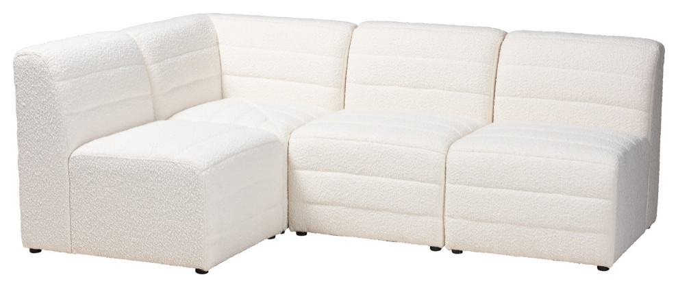 Maya Modern White Boucle Fabric 4 Piece Modular Sectional Sofa   Transitional   Sectional Sofas   by VirVentures  Houzz