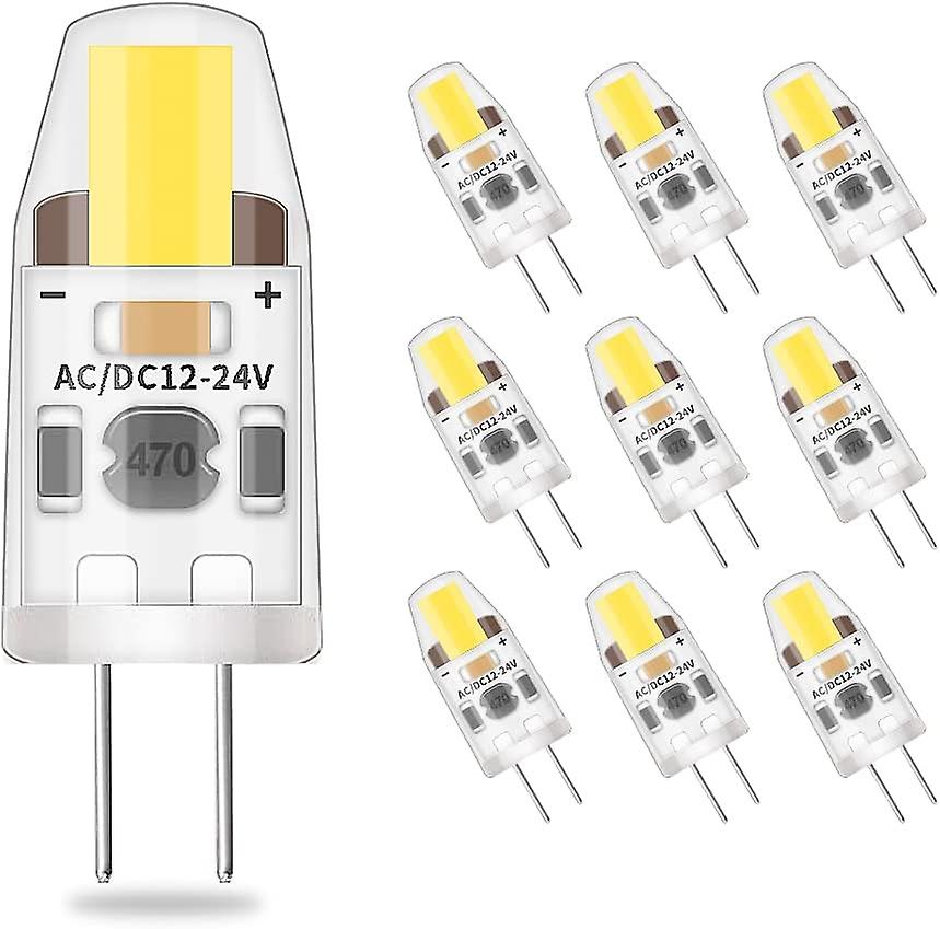 10pc Led G4 Dimmable Cool White Light Bulbs，2w Equivalent 20w Halogen Lamp，200lm No Flicker Energy Saving，ac/dc 12v-24v，g4 Bi-pin，360 Beam Angle