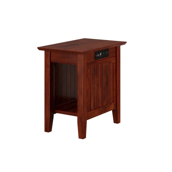 Nantucket Solid Wood Side Table with Built-In Charging in Walnut