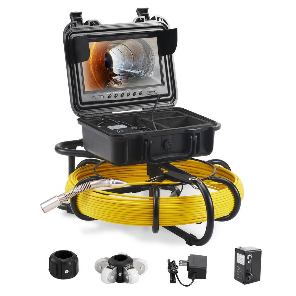 VEVOR Sewer Pipe Camera 9 in. Screen Pipeline Inspection Camera 165 ft. IP68 with DVR Function SD Card for Sewer Duct Drain JLKXSGDNKJ950DXC6V1