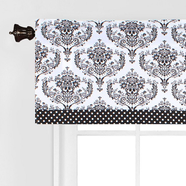 Bacati Classic Damask White black Window Valance