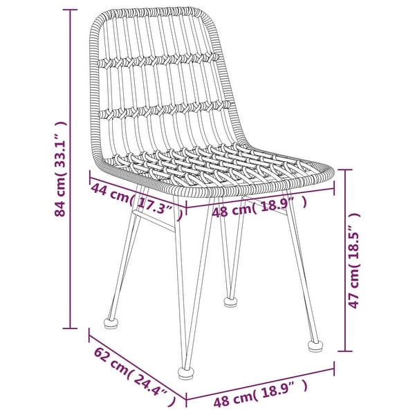 vidaXL Bistro Set Outdoor Patio Balcony Table and Chairs Rattan Look 5 Piece