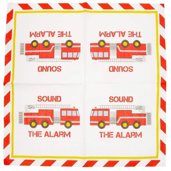 100 Pack Fire Fighter Truck Party Paper Napkins 6.5