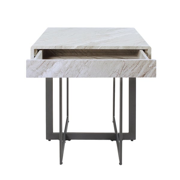 Granala Grey Faux Marble End Table with Drawer by Furniture of America