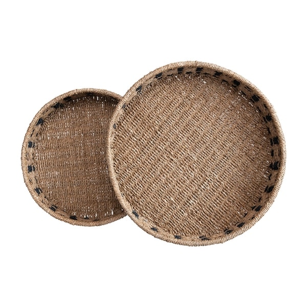 Braided Bankuan and Abaca Rope Nesting Tables， Set of 2 - 45% Bankuan， 30% Abaca， 15% Rattan， 10% Iron