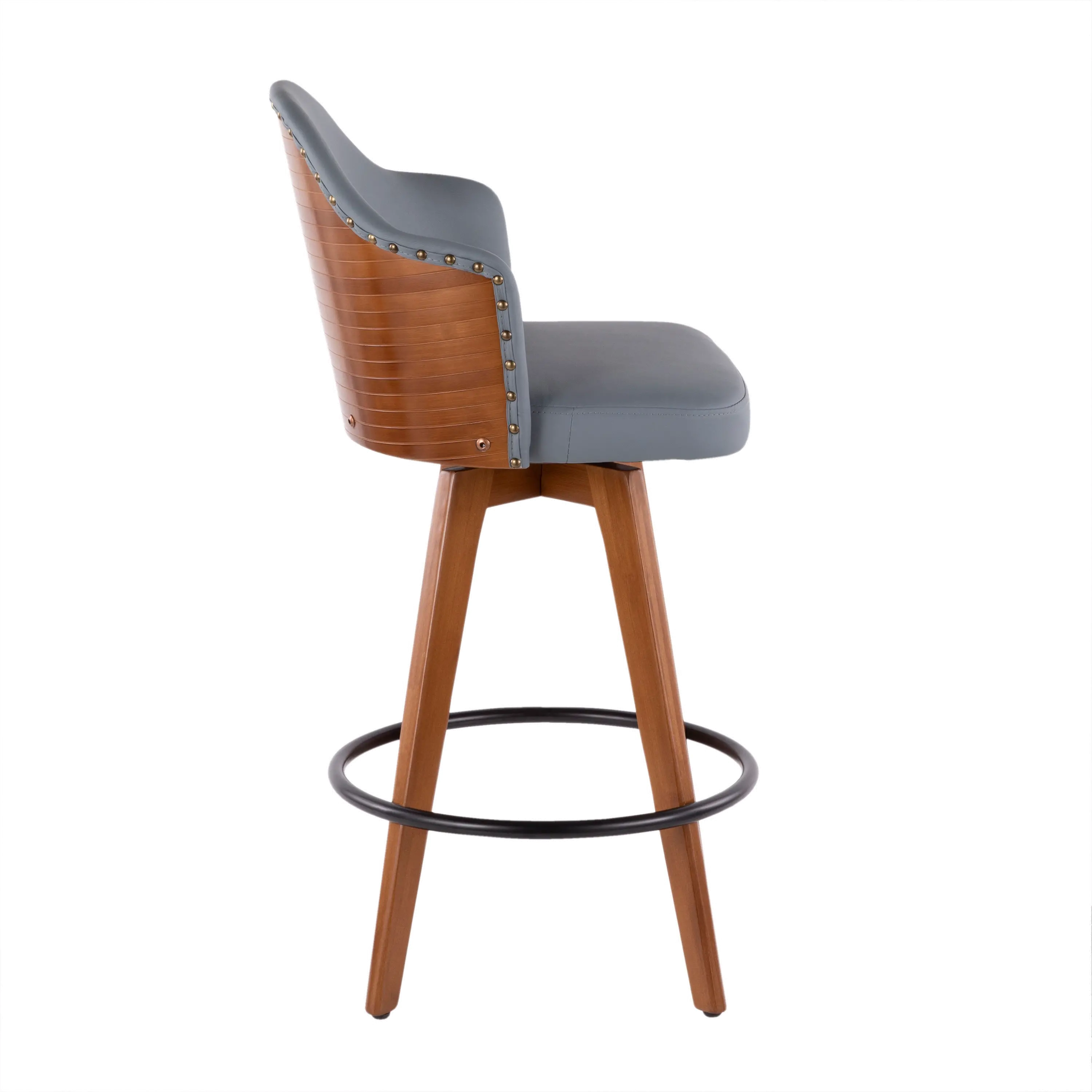 Ahoy Walnut and Gray 26 Inch Swivel Counter Height Stool