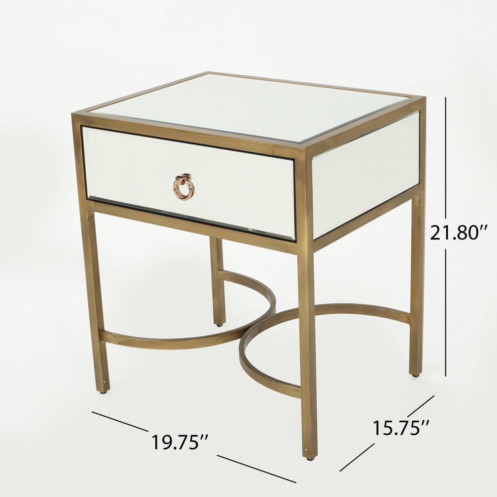 GDF Studio Siryen Modern Mirror Finished Side Table With Gold Iron Accents   Contemporary   Side Tables And End Tables   by GDFStudio  Houzz