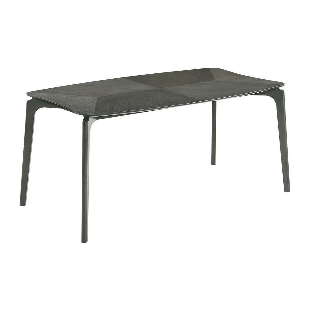 Kalie 63 Inch Dining Table  Tapered Legs  Wood Grain Finish  Charcoal Gray