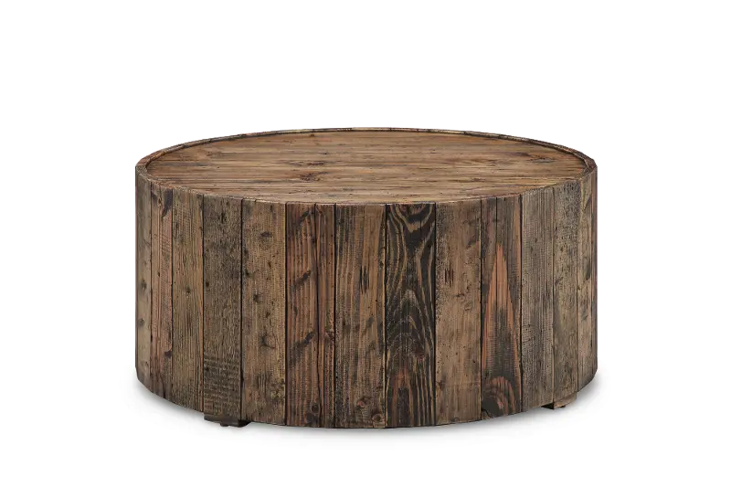 Dakota Reclaimed Wood Round Coffee Table with Casters