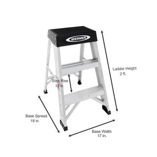 Werner 2 ft. Aluminum Step Ladder (8 ft. Reach Height) with 300 lbs. Load Capacity Type IA Duty Rating 150B