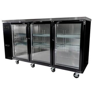 SABA 72 in. W 19.6 cu. Ft. Commercial Under Back Bar Cooler Refrigerator with Glass Doors in Stainless Steel with Black SBB-24-72G