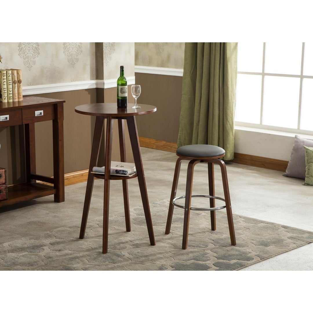 Porthos Home Williams Swivel Bar Stools (Set of 2)， PU Upholstery， Wooden Legs