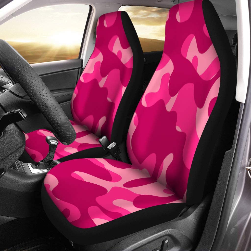 KXMDXA Set of 2 Car Seat Covers Beige Camoflauge Pink Camouflage Pattern Camo Colorful Universal Auto Front Seats Protector Fits for Car，SUV Sedan，Truck