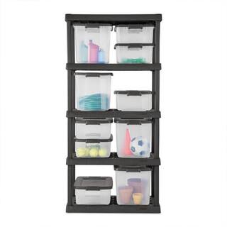 Sterilite 50 Qt. Stackable Latching Shelf tote Storage in Clear (12-Pack) 12 x 19373V06