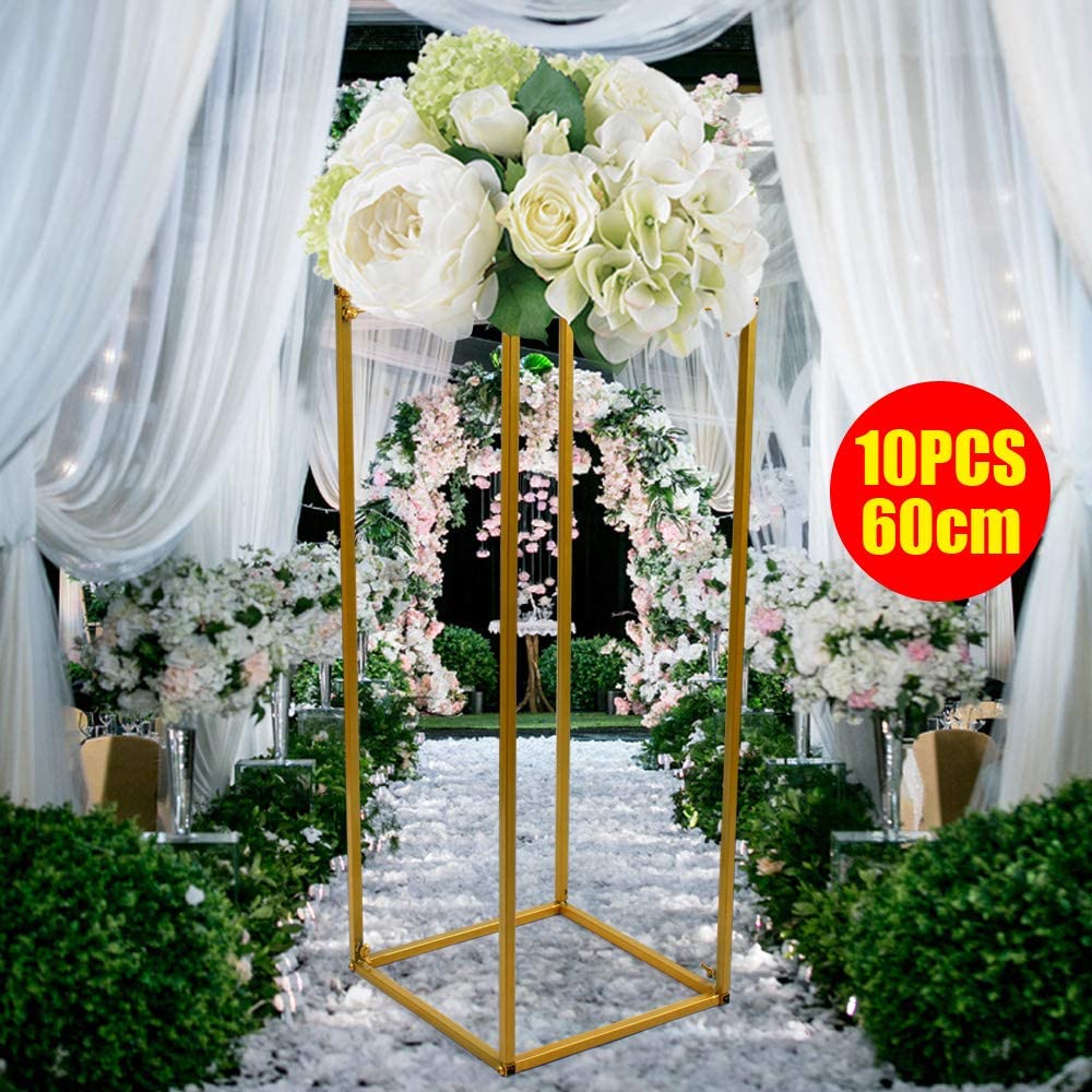 TFCFL 10PCS Flower Rack Vase Stand Prop Metal Art Geometric Column Wedding Party Decor (60cm)