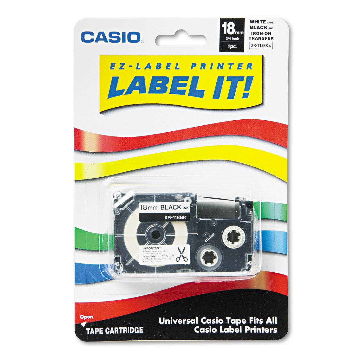 Label Printer Iron-On Transfer Tape by Casioandreg; CSOXR118BKS