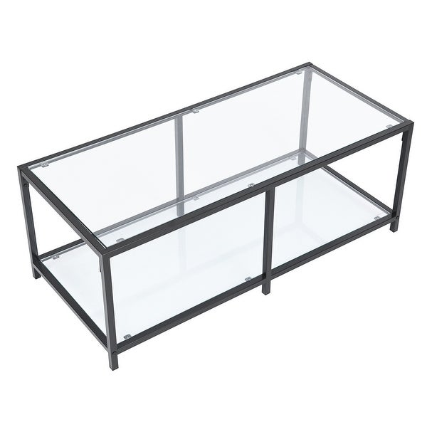 Black Glass Coffee Table Small Modern Square Simple Center Table