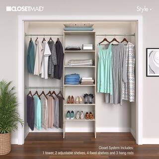 ClosetMaid Style+ 84 in. W - 120 in. W Bleached Walnut Wood Closet System 4367