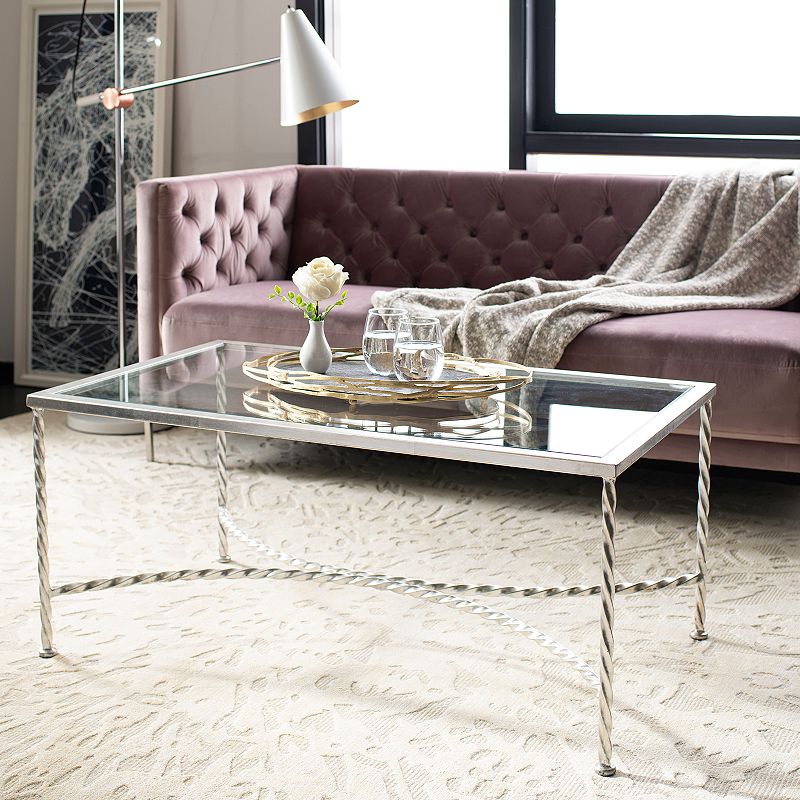 Safavieh Matilda Silver Leaf Glass Coffee Table