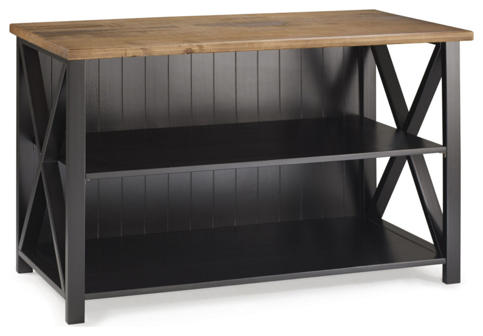 Lucas 52 quotSolid Wood Farmhouse Storage Console  Rustic Oak/Black   Transitional   Console Tables   by Kolibri Decor  Houzz