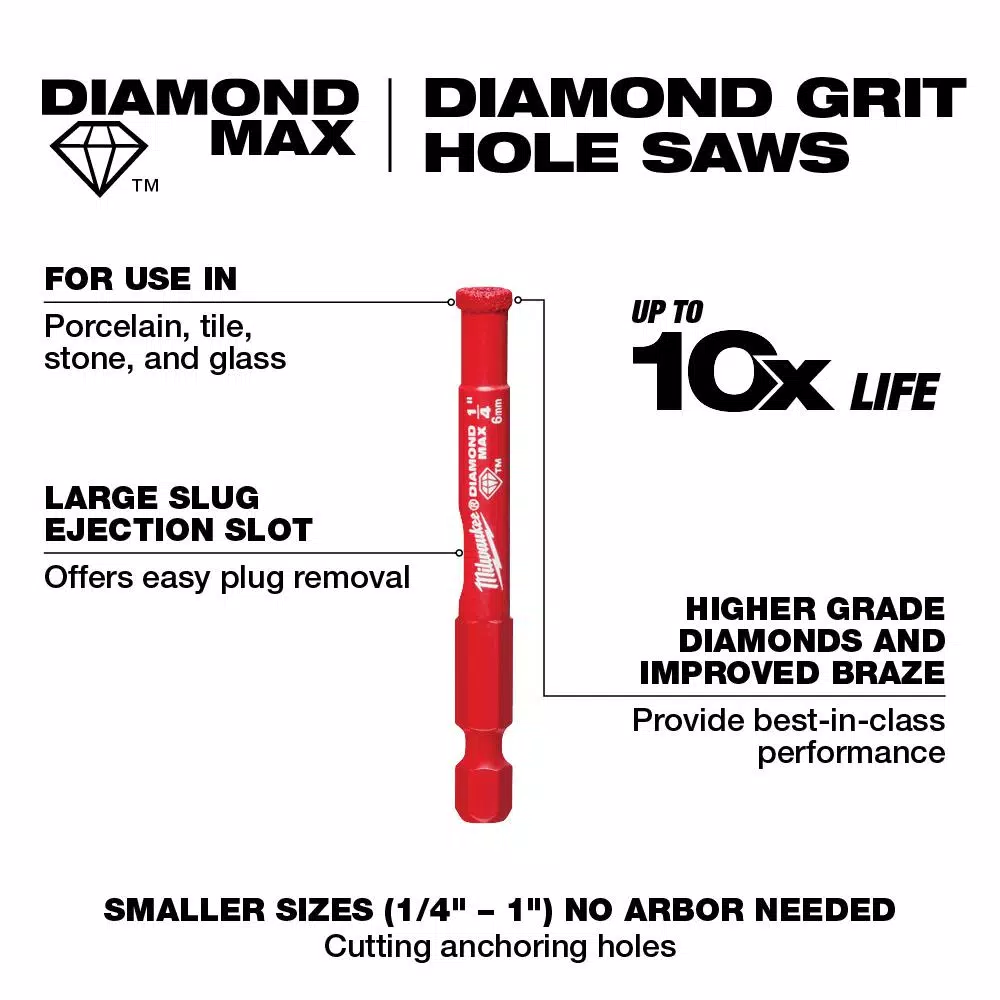 Milwaukee 1/2 in. Diamond Plus Hole Saw W/ Arbor and#8211; XDC Depot