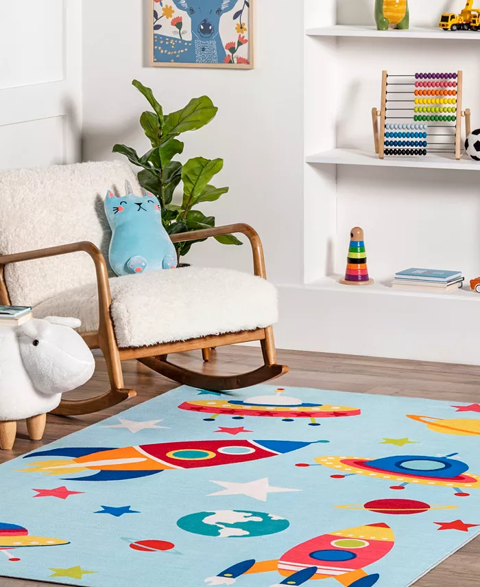 nuLoom Revel Eddie Outer Space Washable Kids 7 x 9 Area Rug