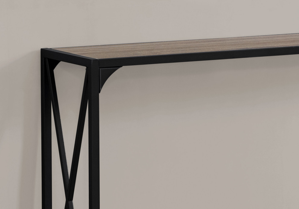 HomeRoots 12 quotx 48 quotx 32 quotDark Taupe Finish and Black Metal Accent Table   Industrial   Console Tables   by Global Discount Store LLC  Houzz