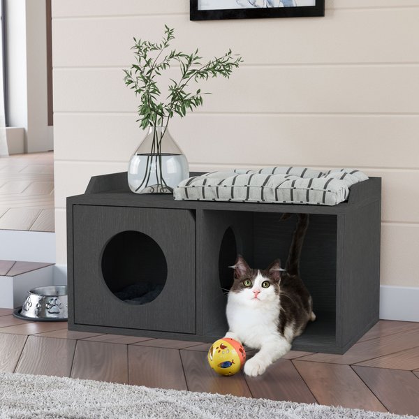 Way Basics Double Hole with 1 Door Cat House， Medium