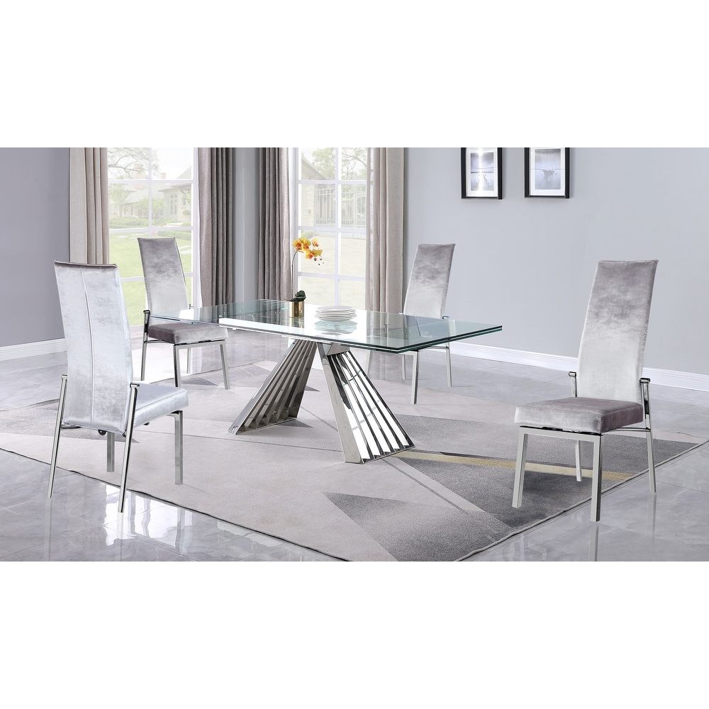 Somette Domino 5 Piece Dining Set with Gray Motion back Chairs