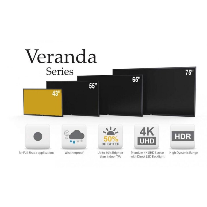 SunBriteTV Veranda Series 43andPrime; Full Shade 4K LED HDR Outdoor TV