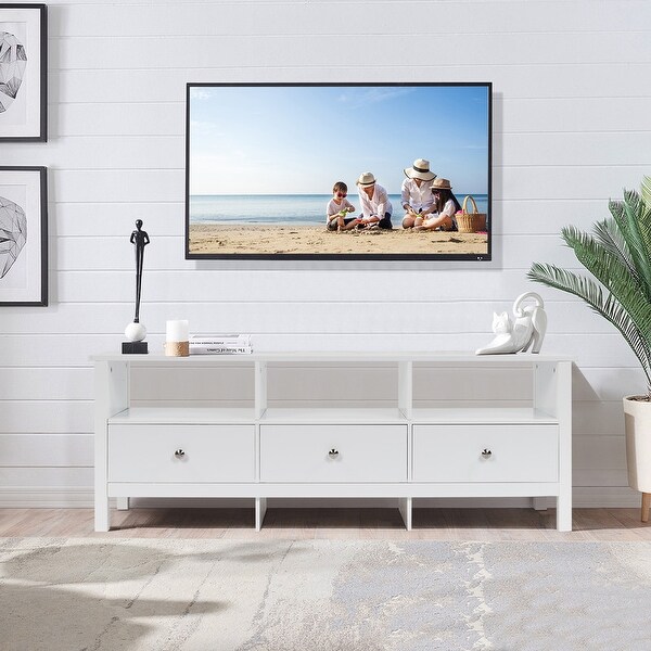 55inch Simple MDF Spray Paint 3 Pump TV Cabinet White - 55 inches