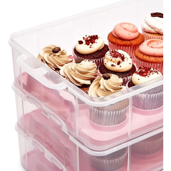 3 Tier Cupcake Carrier with Lid， Holds 36 Cupcakes (13.5 x 10.25 x 10.75 In)