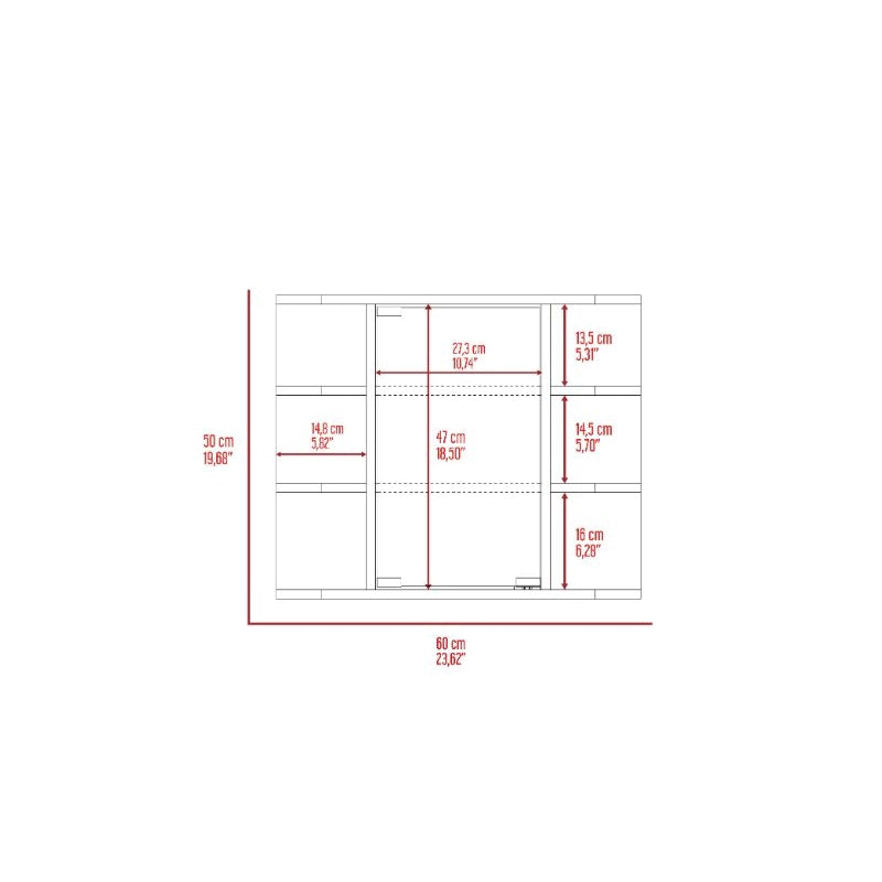 FM FURNITURE Valdez Medicine Cabinet With Six Shelves Light Gray Engineered Wood