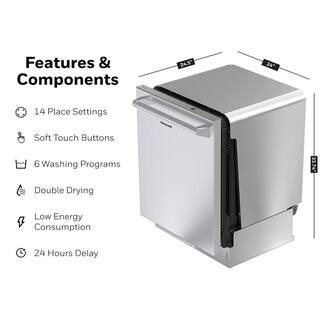 Honeywell 24 in. Honeywell Dishwasher with 14 Place settings 6 Washing Programs with Stainless Steel Tub and ULEnergy Star HDS24SS