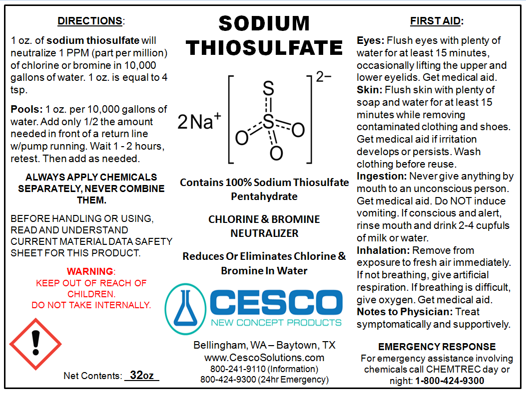 Pool Dechlorinator Sodium Thiosulfate Pentahydrate 5 lbs by Cesco Solutions - Premium Chlorine Neutralizer for Pools, Aquarium, Pond - Technical-Grade Chlorine Remover for Hot Tubs - Bulk Package