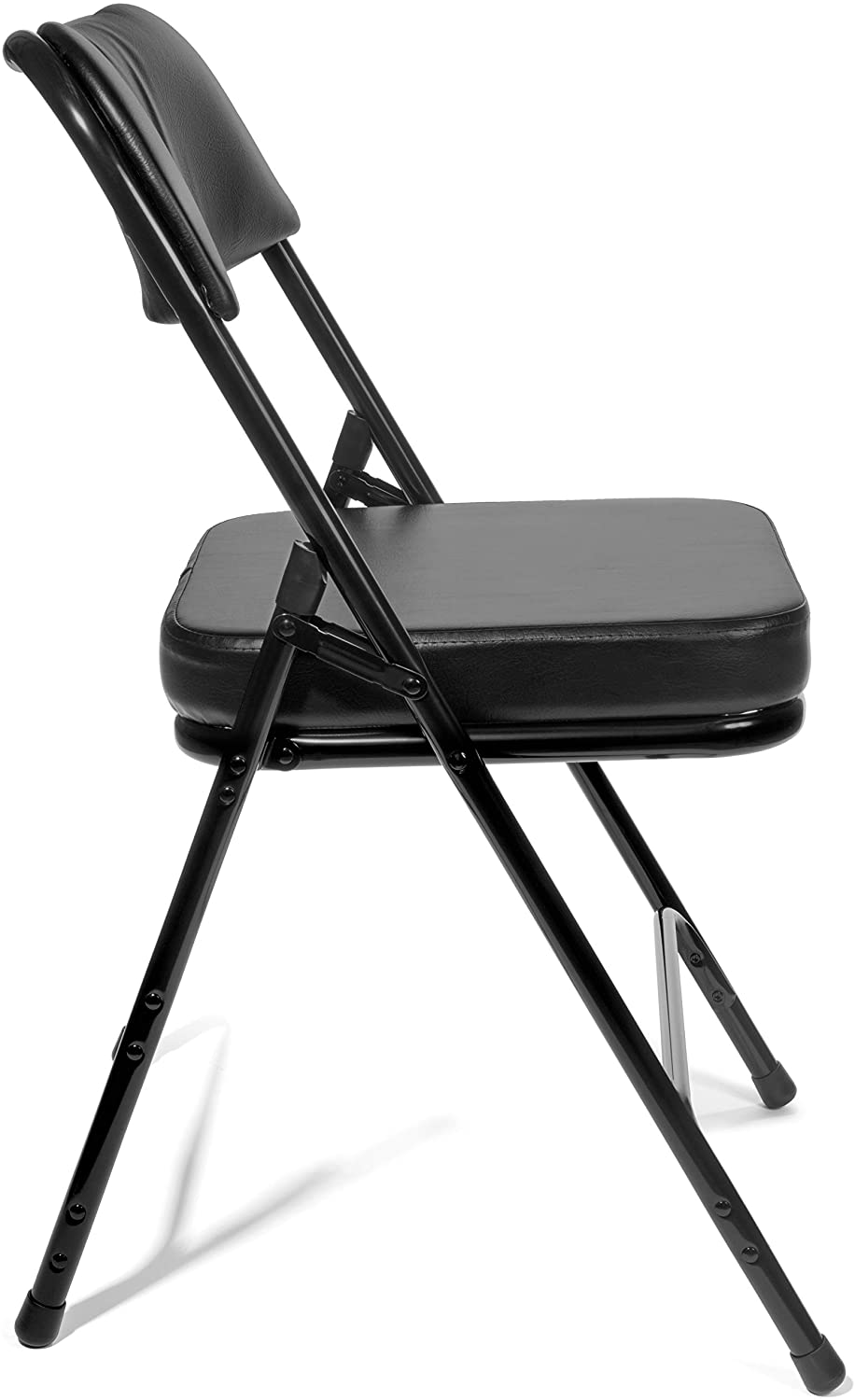 Series Vinyl Upholstered Folding Chair (2 General) - Heavy Duty Ultra Padded 2" Thick Padded General and Back  Triple Braced - Quad Hinging  300 lb Tested (Black)