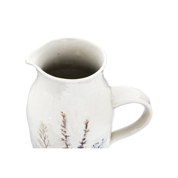 32 oz. Stoneware Debossed Floral Pitcher with Reactive Crackle Glaze Finish (Each One Will Vary)