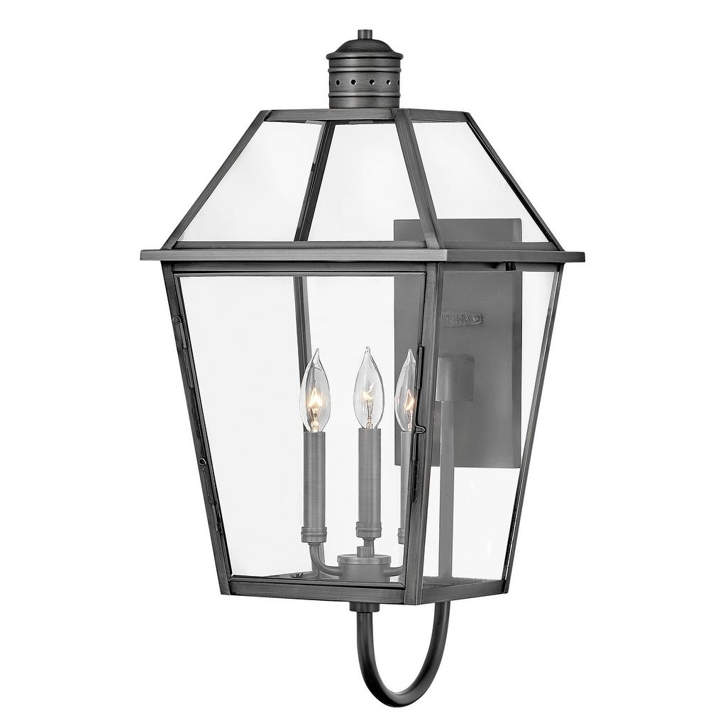 Nouvelle 3-Light Medium Wall Mount Blackened Brass Outdoor Lantern Shopping - The Best Deals on Outdoor Wall Lanterns | 35731580