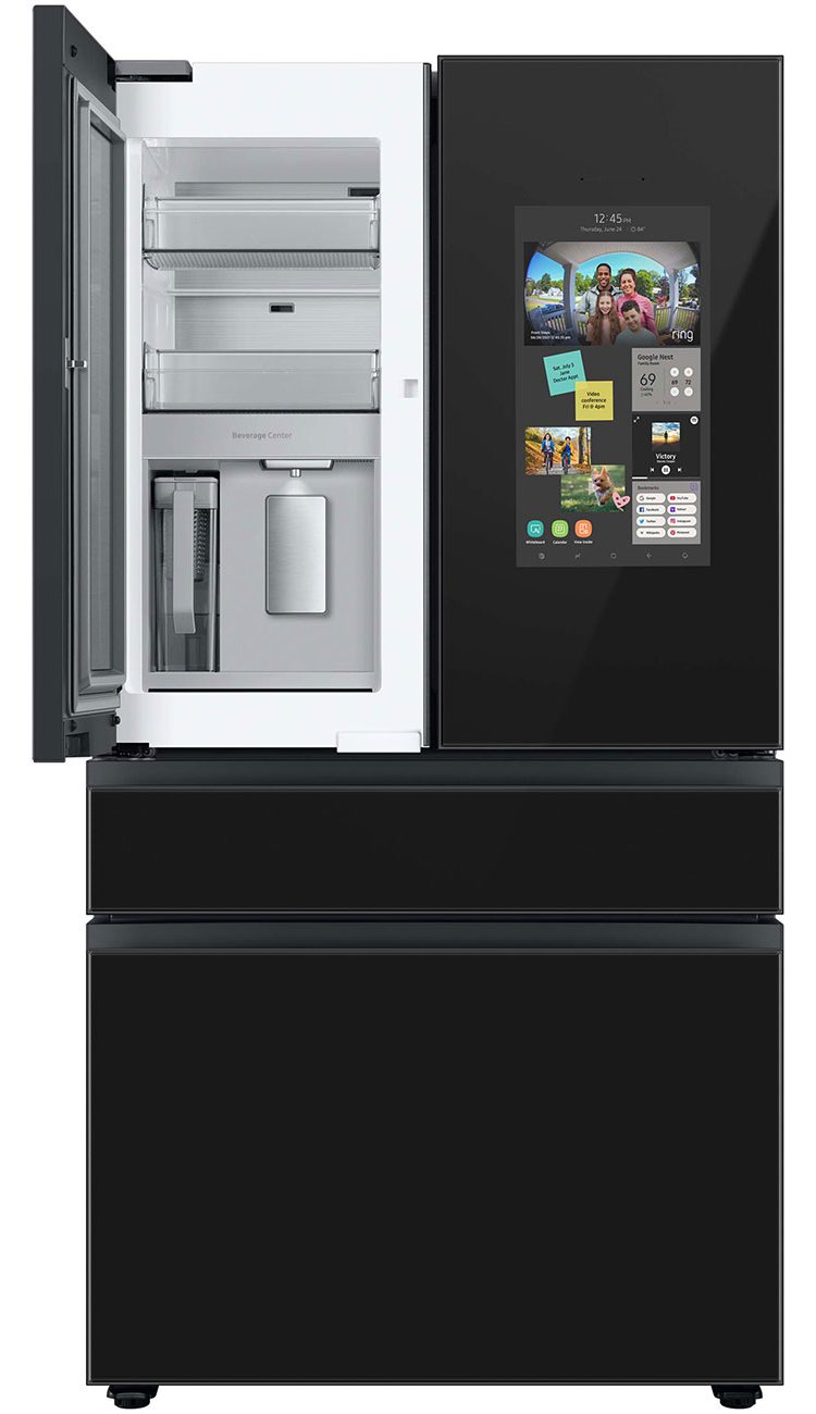  23 Cu. Ft. BESPOKE Counter Depth 4-Door French Door Refrigerator - Custom Panel-Ready With Charcoal Glass Family Hub Panel